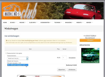 Kies uw eventuele optie
